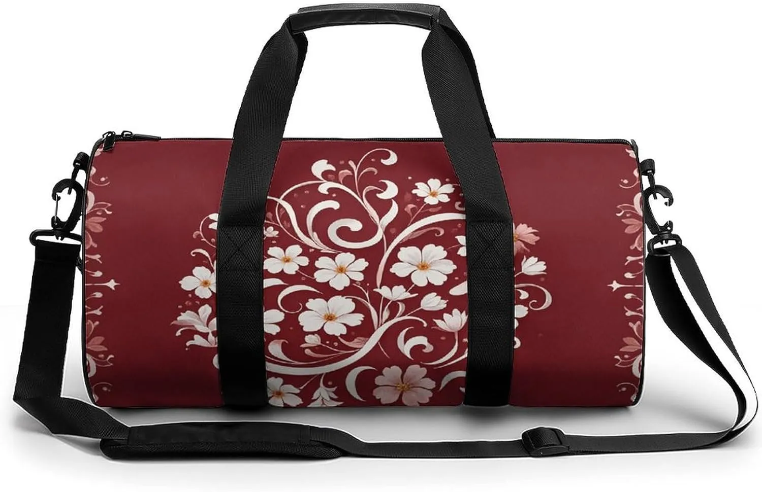 Gym Bags for Men Women Floral Swirl Ivy Pattern Duffle Bag Travel Overnight Bag with Shoe Compartment Tote Bags
