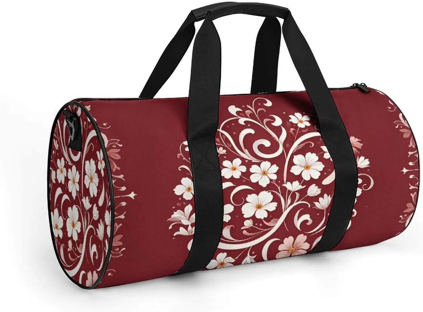 Gym Bags for Men Women Floral Swirl Ivy Pattern Duffle Bag Travel Overnight Bag with Shoe Compartment Tote Bags