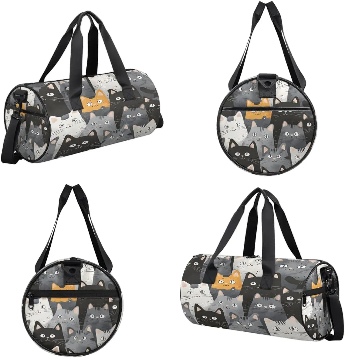 Gym Bags for Men Women Funny Cat Print Sports Duffel Bags Carry On Travel Duffle Bag with Detachable Adjustable Shoulder Strap Overnight Weekender Bag