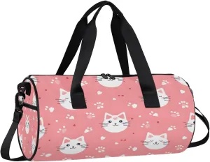 Gym Bags for Men Women Lovely Cats Paw Print Sports Duffel Bags Carry On Travel Duffle Bag with Detachable Adjustable Shoulder Strap Overnight Weekender Bag