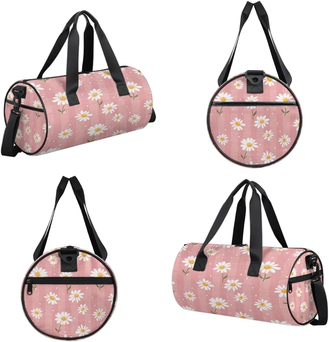 Gym Bags for Men Women Lovely Daisy Floral Sports Duffel Bags Carry On Travel Duffle Bag with Detachable Adjustable Shoulder Strap Overnight Weekender Bag