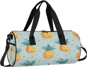Gym Bags for Men Women Pineapples Fruit Print Sports Duffel Bags Carry On Travel Duffle Bag with Detachable Adjustable Shoulder Strap Overnight Weekender Bag