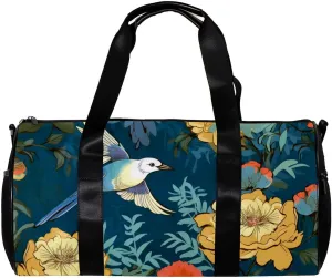 Gym Bags for Men,Travel Duffel Bags for Women,Chinese Peonies Daisy Crane,Workout Bag
