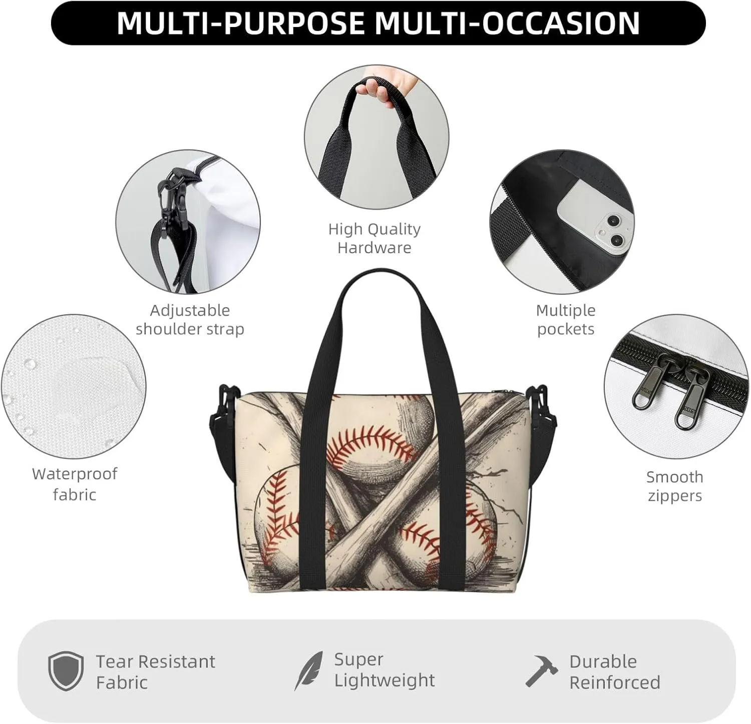 Gym Bags Small Baseball Bats and Ball Duffel Bag Overnight Bag with Shoe Compartment Carryon Bag for Men Women