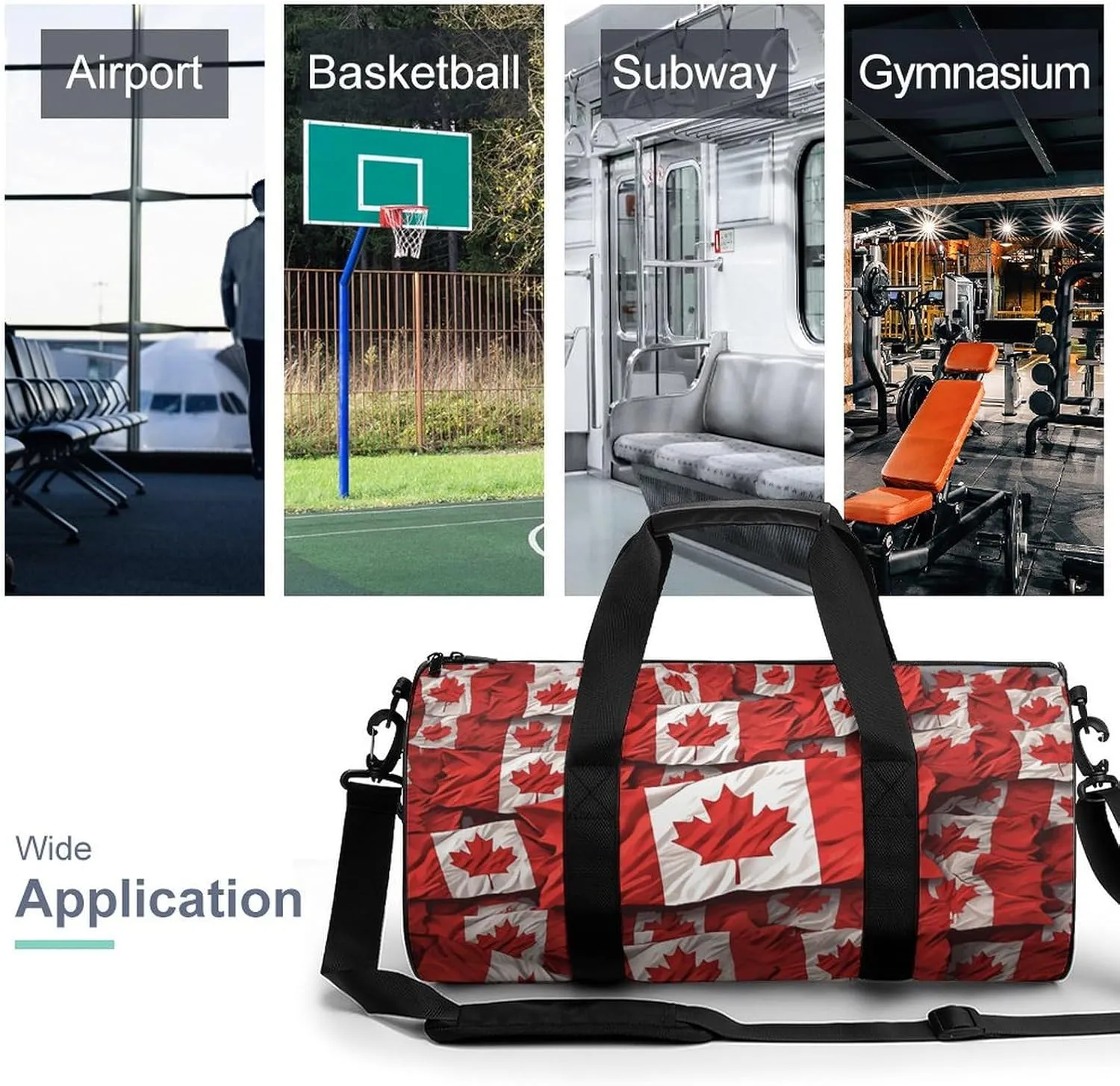 Gym Bags Small Canadian Flag Duffel Bag Overnight Bag with Shoe Compartment Carryon Bag for Men Women