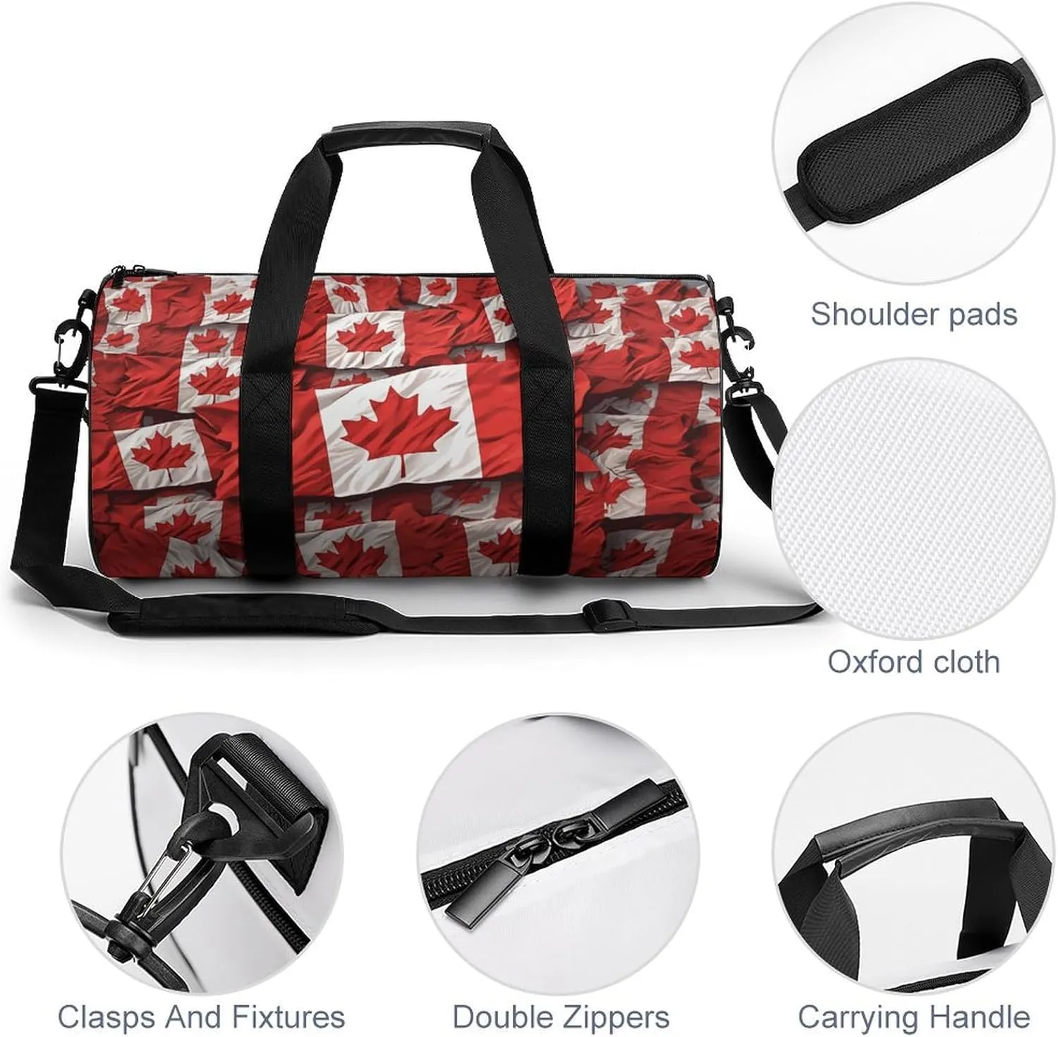 Gym Bags Small Canadian Flag Duffel Bag Overnight Bag with Shoe Compartment Carryon Bag for Men Women