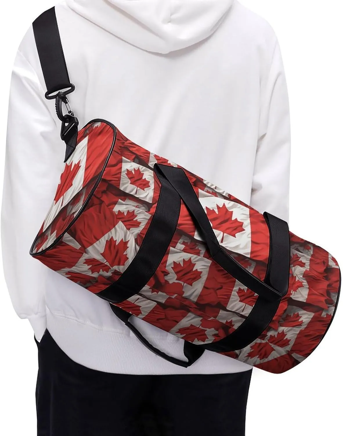 Gym Bags Small Canadian Flag Duffel Bag Overnight Bag with Shoe Compartment Carryon Bag for Men Women
