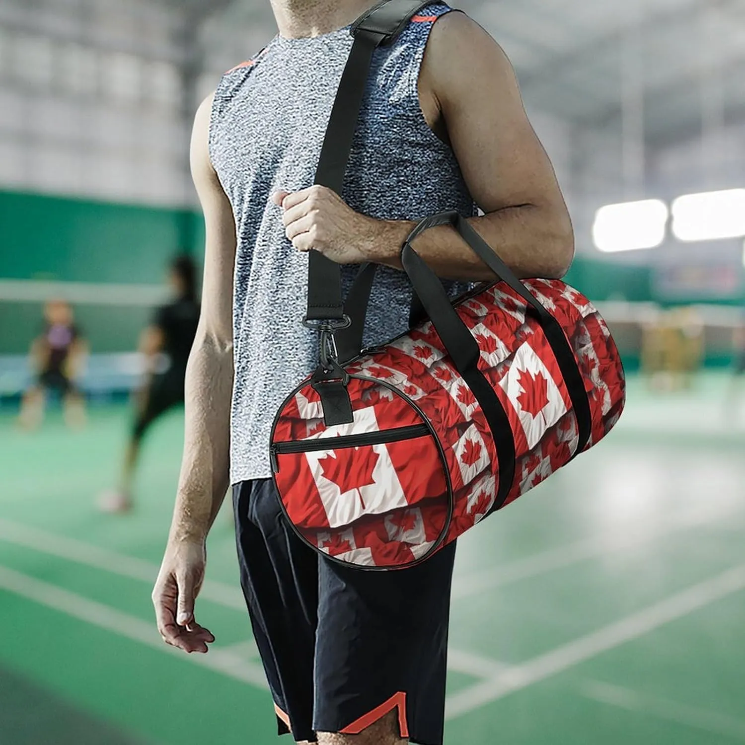 Gym Bags Small Canadian Flag Duffel Bag Overnight Bag with Shoe Compartment Carryon Bag for Men Women