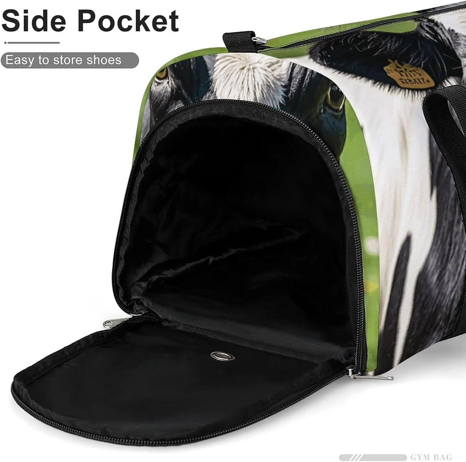 Gym Bags Small Cow Black And White Spot Duffel Bag Overnight Bag with Shoe Compartment Carryon Bag for Men Women