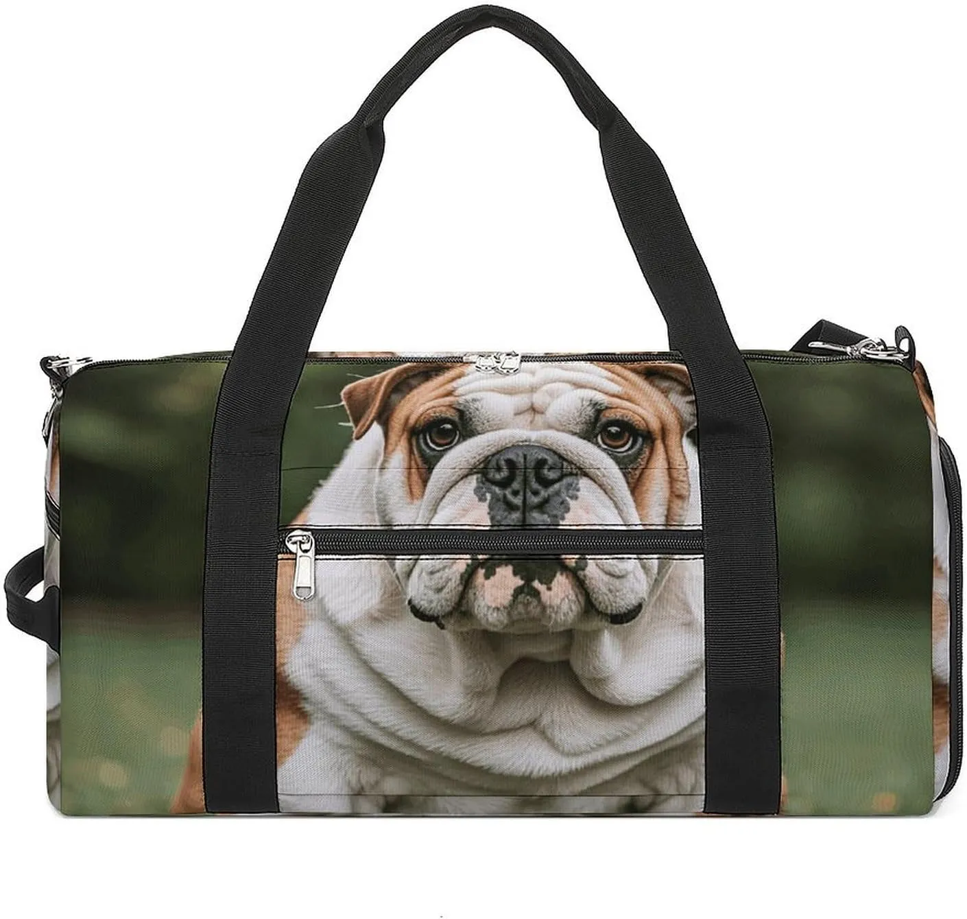 Gym Bags Small Cute English Bulldog Duffel Bag Overnight Bag with Shoe Compartment Carryon Bag for Men Women