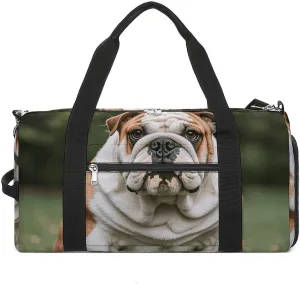 Gym Bags Small Cute English Bulldog Duffel Bag Overnight Bag with Shoe Compartment Carryon Bag for Men Women
