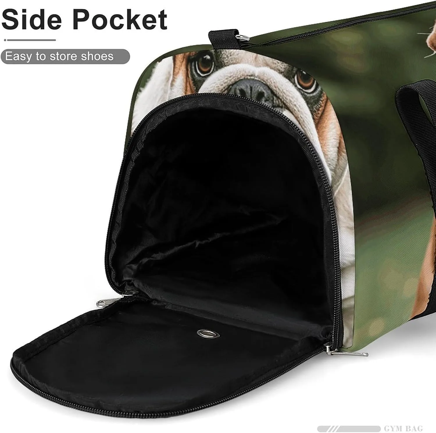 Gym Bags Small Cute English Bulldog Duffel Bag Overnight Bag with Shoe Compartment Carryon Bag for Men Women