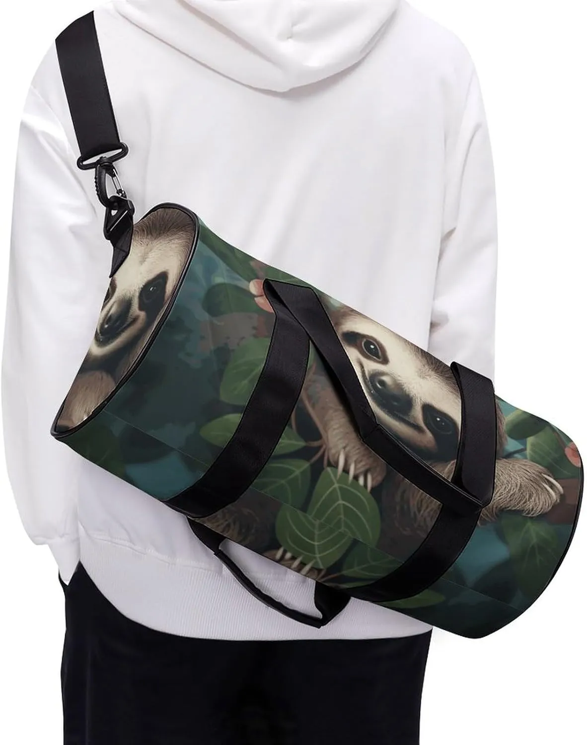 Gym Bags Small Cute Sloth Duffel Bag Overnight Bag with Shoe Compartment Carryon Bag for Men Women