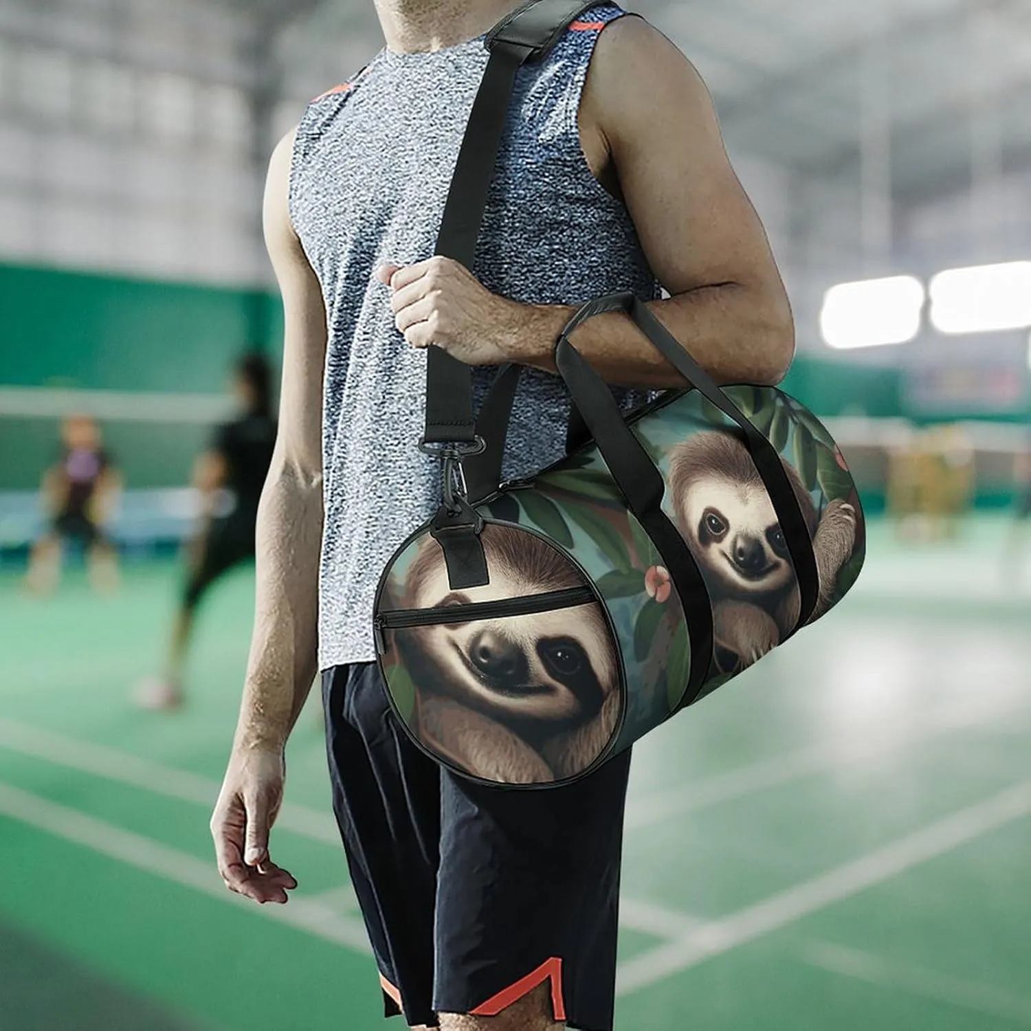 Gym Bags Small Cute Sloth Duffel Bag Overnight Bag with Shoe Compartment Carryon Bag for Men Women