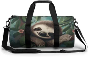 Gym Bags Small Cute Sloth Duffel Bag Overnight Bag with Shoe Compartment Carryon Bag for Men Women