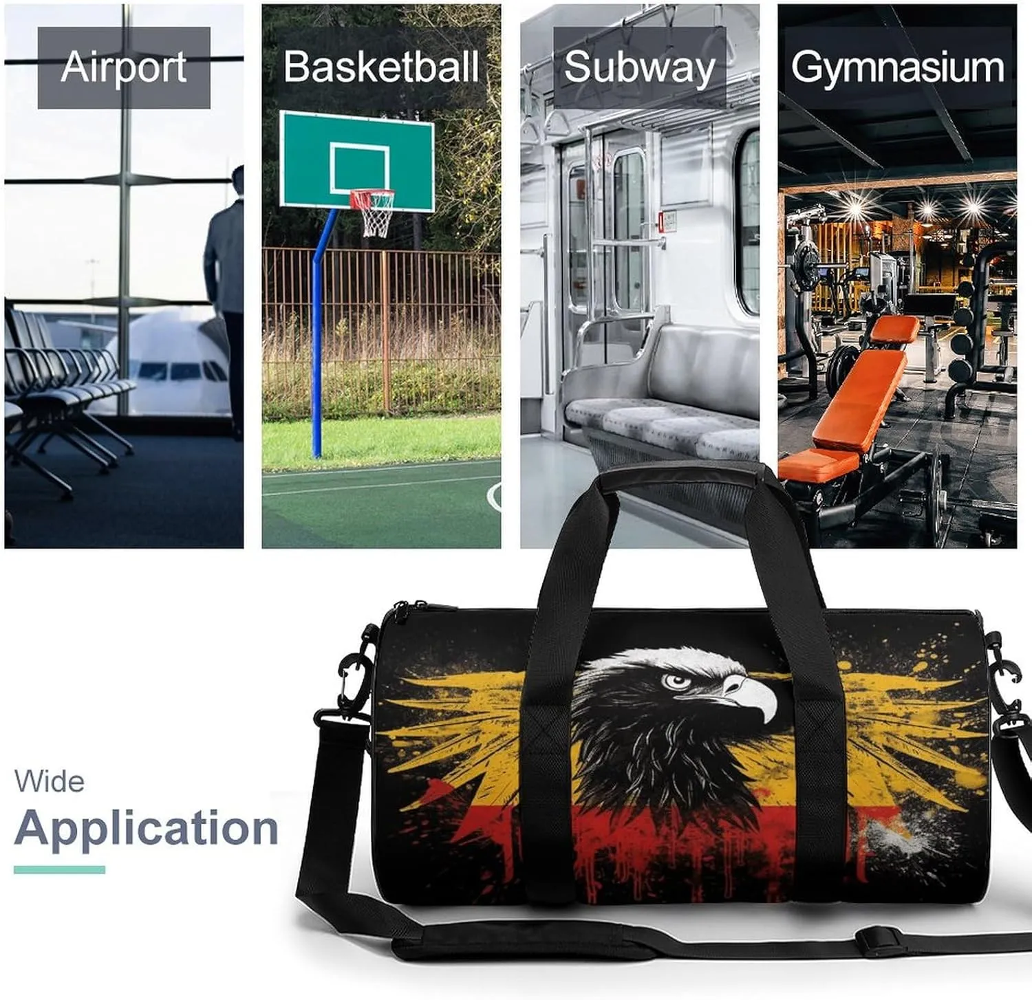 Gym Bags Small Germany Flag Eagle Duffel Bag Overnight Bag with Shoe Compartment Carryon Bag for Men Women