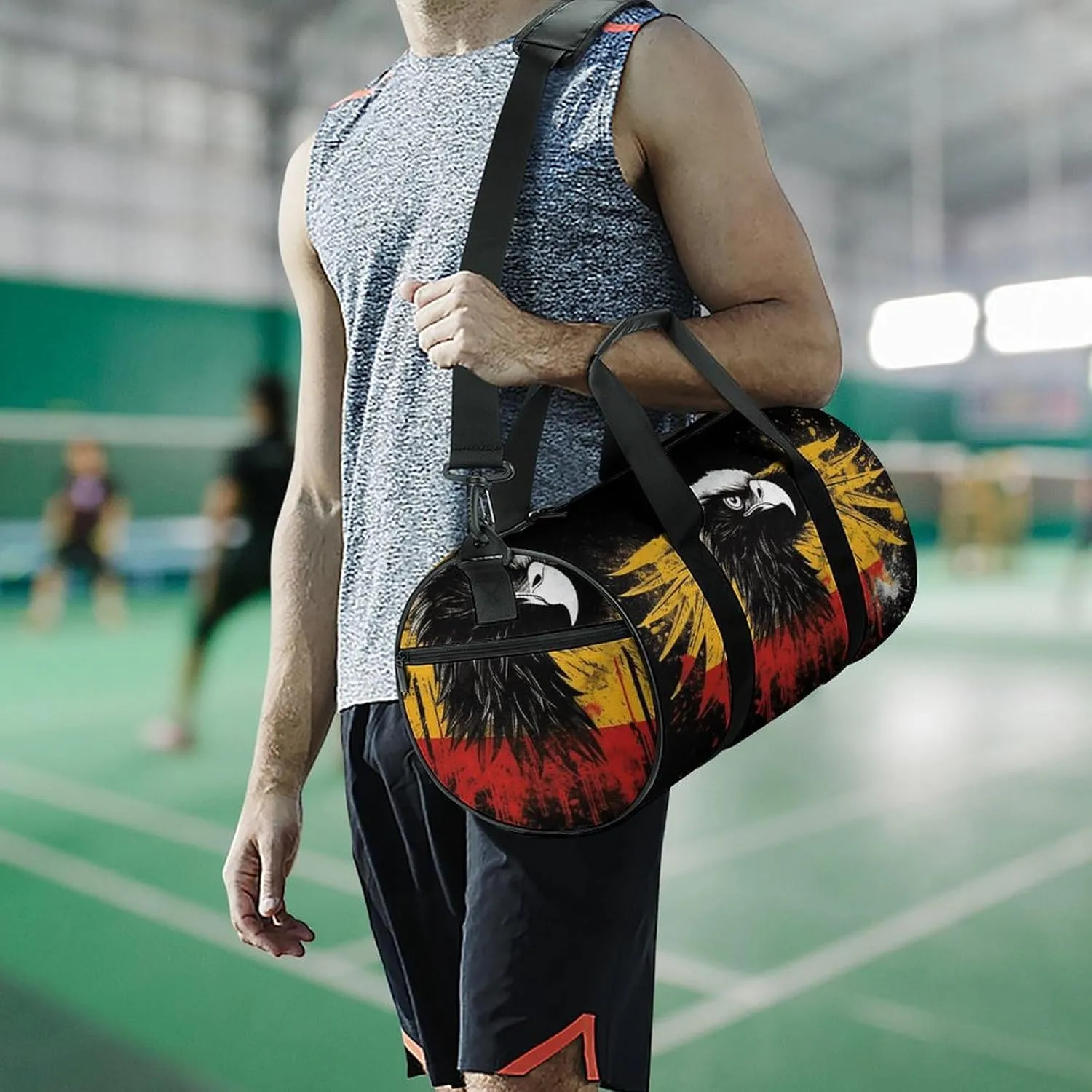 Gym Bags Small Germany Flag Eagle Duffel Bag Overnight Bag with Shoe Compartment Carryon Bag for Men Women