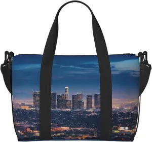 Gym Bags Small Los Angeles Skyline Duffel Bag Overnight Bag with Shoe Compartment Carryon Bag for Men Women