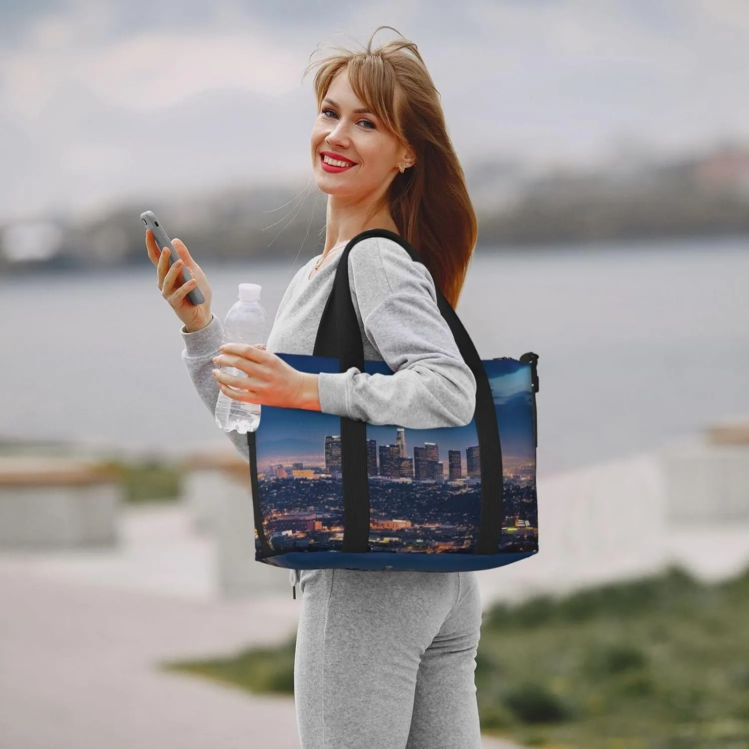 Gym Bags Small Los Angeles Skyline Duffel Bag Overnight Bag with Shoe Compartment Carryon Bag for Men Women