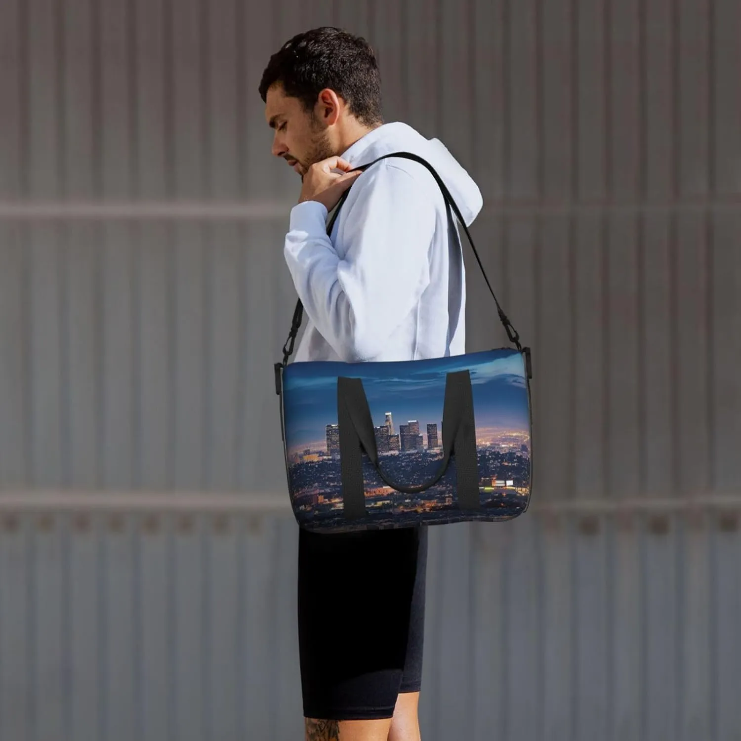 Gym Bags Small Los Angeles Skyline Duffel Bag Overnight Bag with Shoe Compartment Carryon Bag for Men Women
