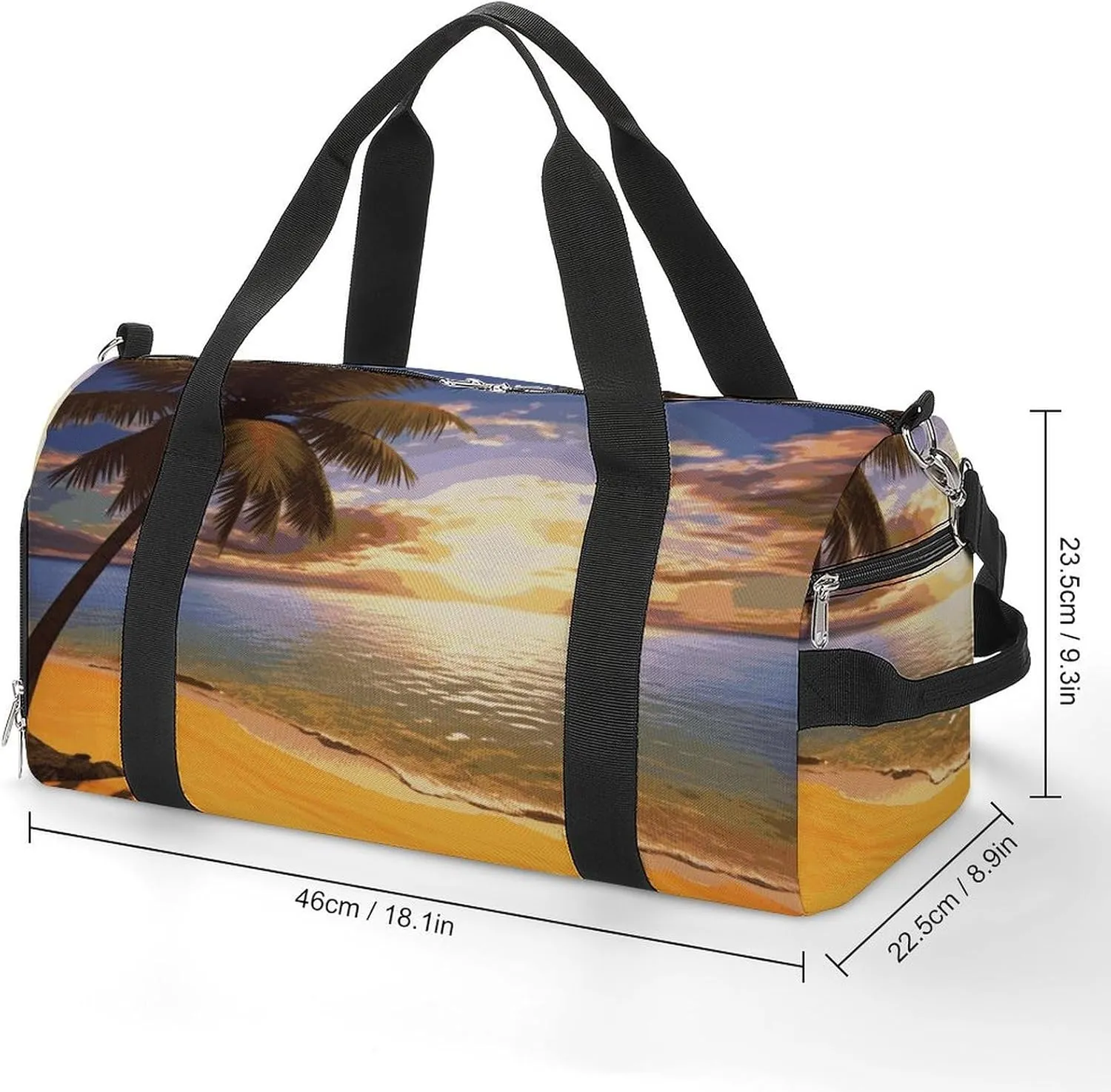 Gym Bags Small Sunset Palm Duffel Bag Overnight Bag with Shoe Compartment Carryon Bag for Men Women