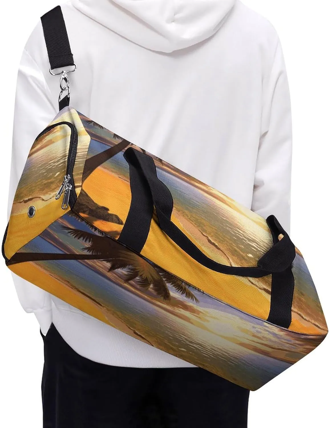 Gym Bags Small Sunset Palm Duffel Bag Overnight Bag with Shoe Compartment Carryon Bag for Men Women