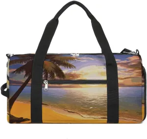 Gym Bags Small Sunset Palm Duffel Bag Overnight Bag with Shoe Compartment Carryon Bag for Men Women
