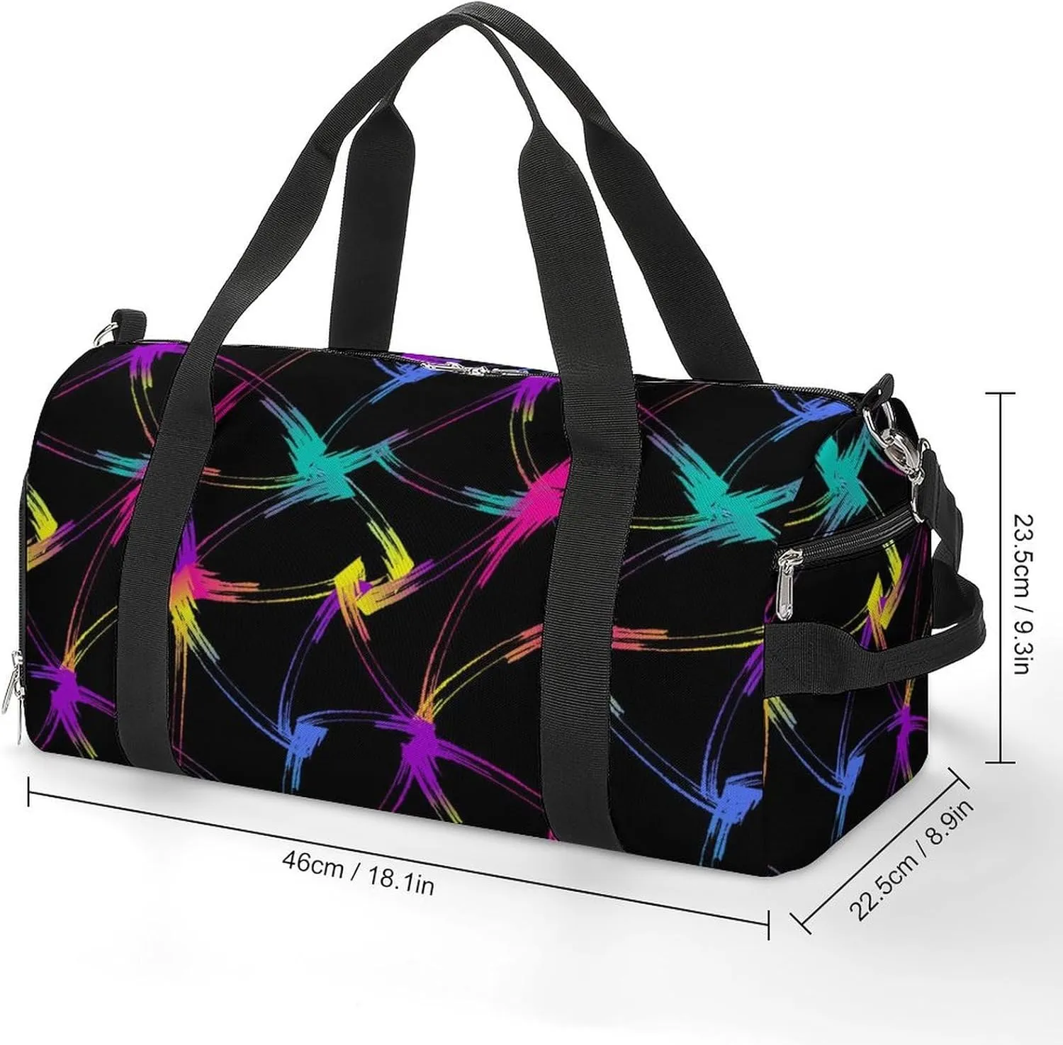Gym Duffel Bag with Shoe Compartment Wet Pocket, Bright Neon Travel Bag for Men Women, style