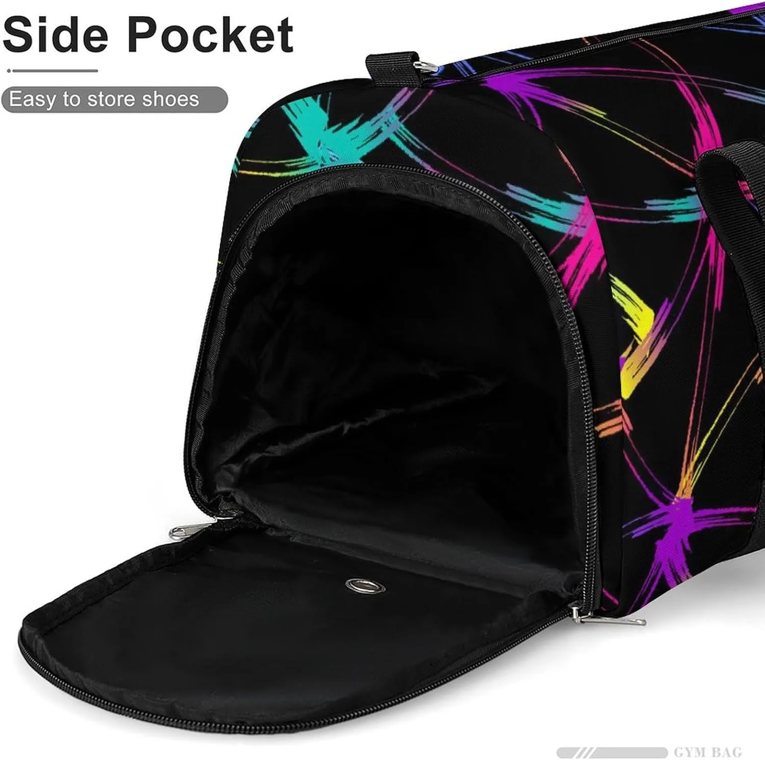 Gym Duffel Bag with Shoe Compartment Wet Pocket, Bright Neon Travel Bag for Men Women, style
