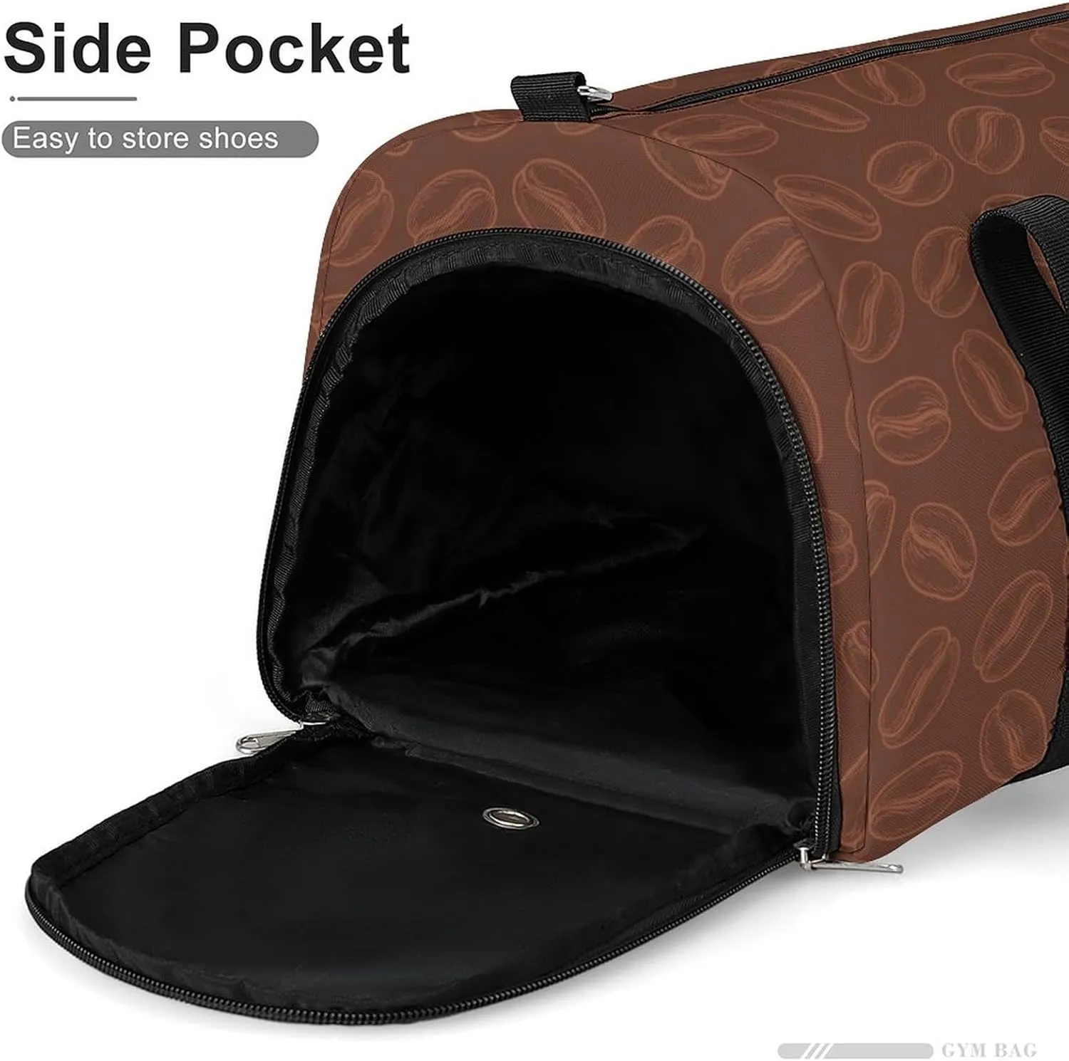 Gym Duffel Bag with Shoe Compartment Wet Pocket, Coffee Beans Doodle Travel Bag for Men Women