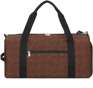 Gym Duffel Bag with Shoe Compartment Wet Pocket, Coffee Beans Doodle Travel Bag for Men Women