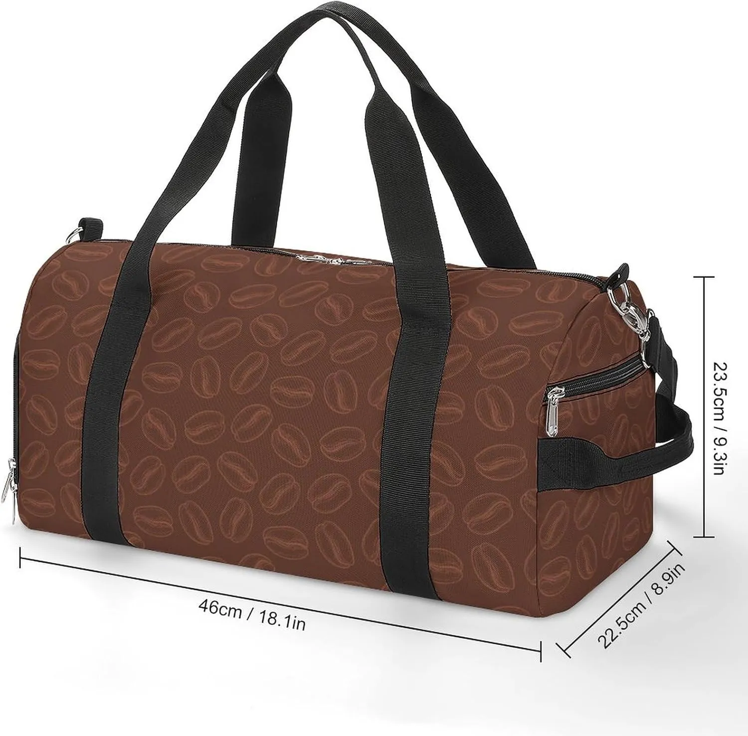 Gym Duffel Bag with Shoe Compartment Wet Pocket, Coffee Beans Doodle Travel Bag for Men Women