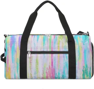 Gym Duffel Bag with Shoe Compartment Wet Pocket, Colorful Watercolor Travel Bag for Men Women, style-3