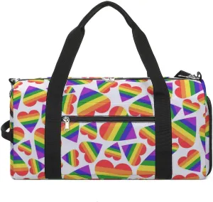 Gym Duffel Bag with Shoe Compartment Wet Pocket, Doodles Rainbow Travel Bag for Men Women