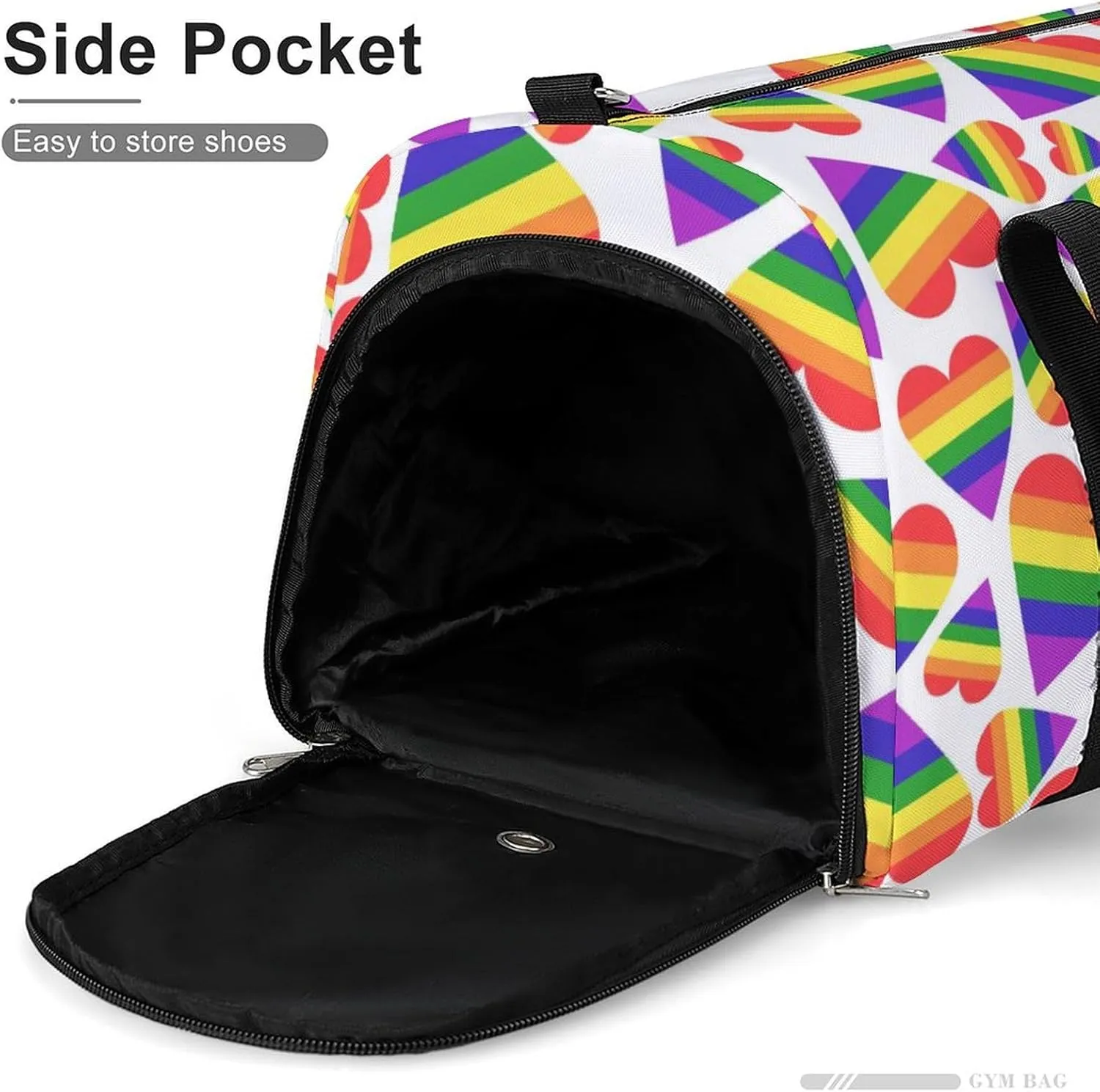 Gym Duffel Bag with Shoe Compartment Wet Pocket, Doodles Rainbow Travel Bag for Men Women