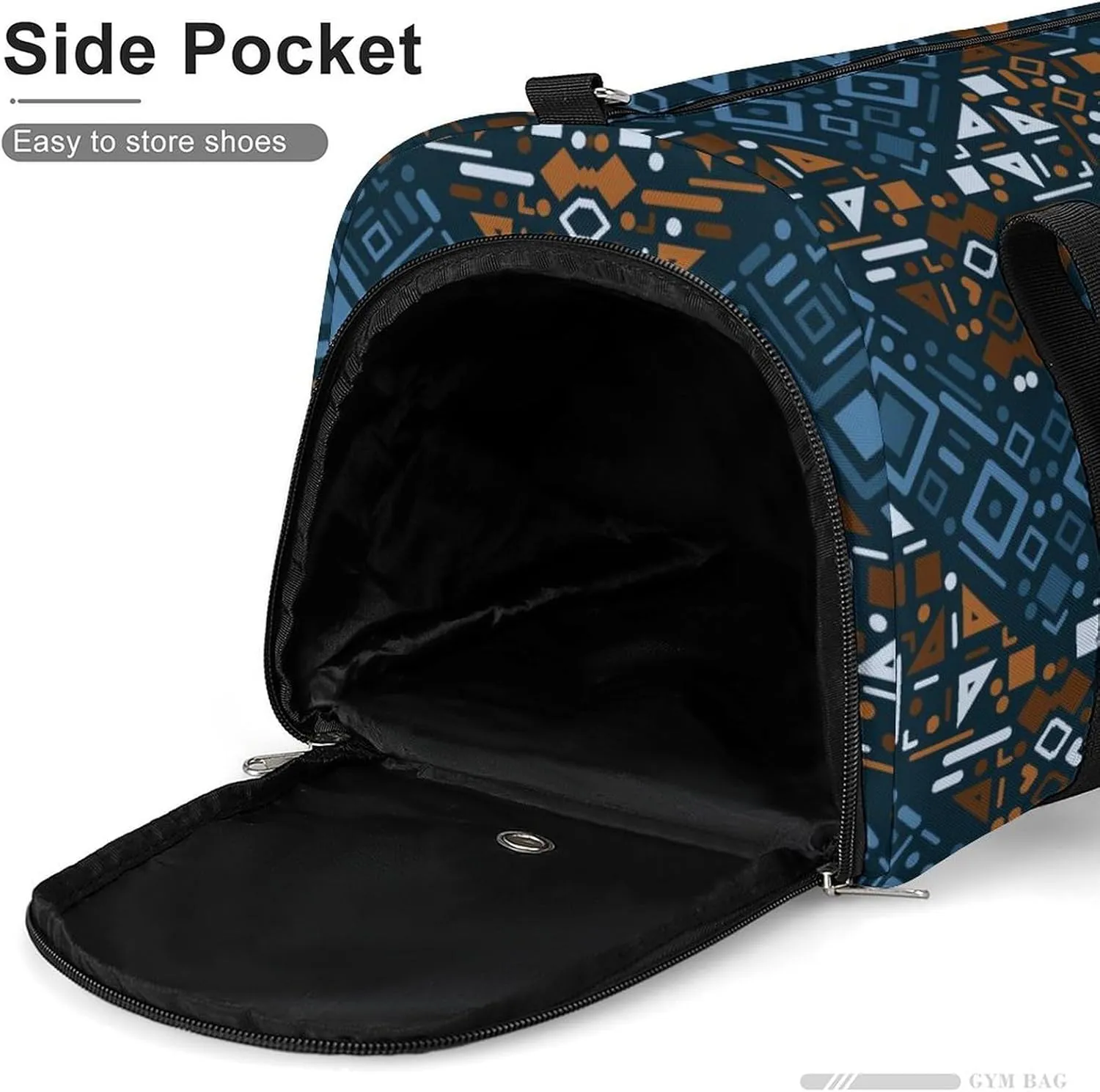 Gym Duffel Bag with Shoe Compartment Wet Pocket, Ethnic Striped Travel Bag for Men Women, style-2