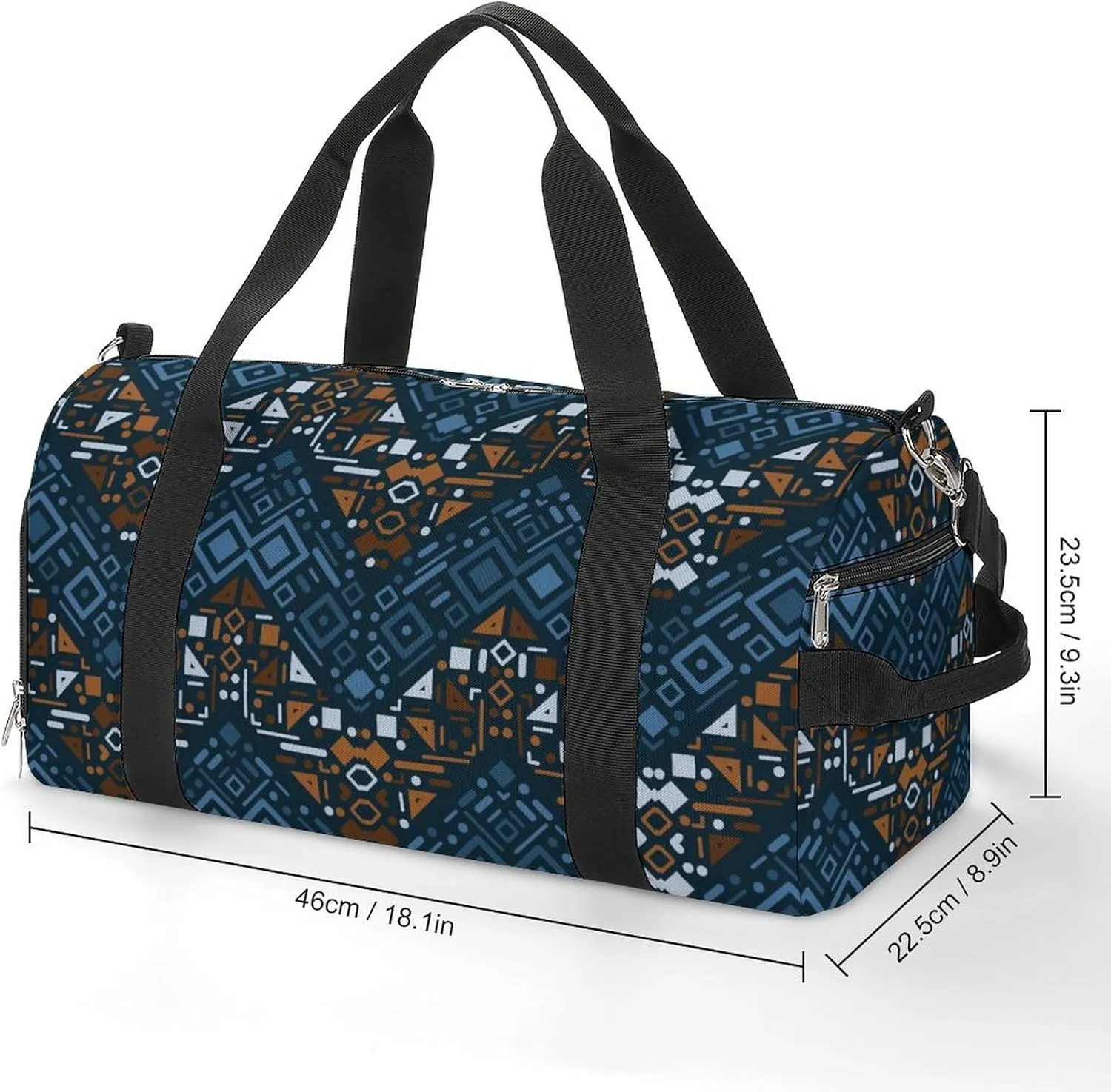 Gym Duffel Bag with Shoe Compartment Wet Pocket, Ethnic Striped Travel Bag for Men Women, style-2