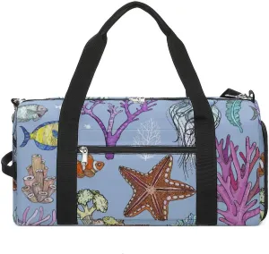 Gym Duffel Bag with Shoe Compartment Wet Pocket, Fish Cute Travel Bag for Men Women