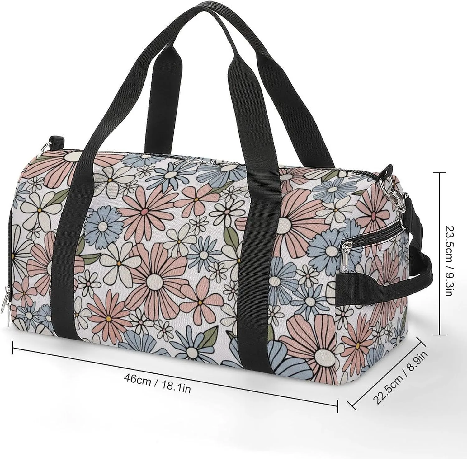 Gym Duffel Bag with Shoe Compartment Wet Pocket, Floral Colorful Travel Bag for Men Women, style
