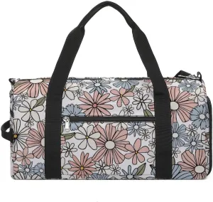 Gym Duffel Bag with Shoe Compartment Wet Pocket, Floral Colorful Travel Bag for Men Women, style