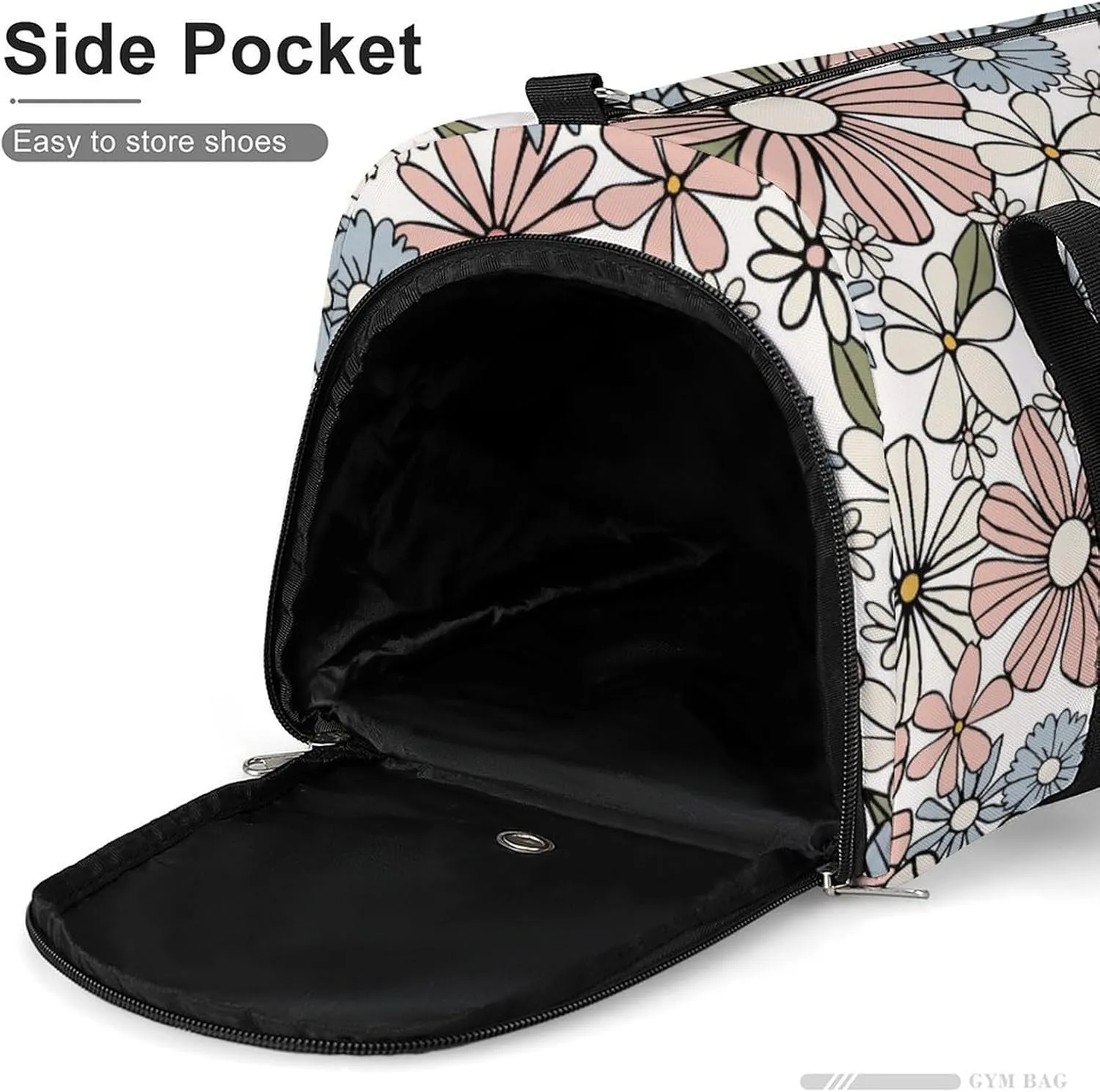 Gym Duffel Bag with Shoe Compartment Wet Pocket, Floral Colorful Travel Bag for Men Women, style