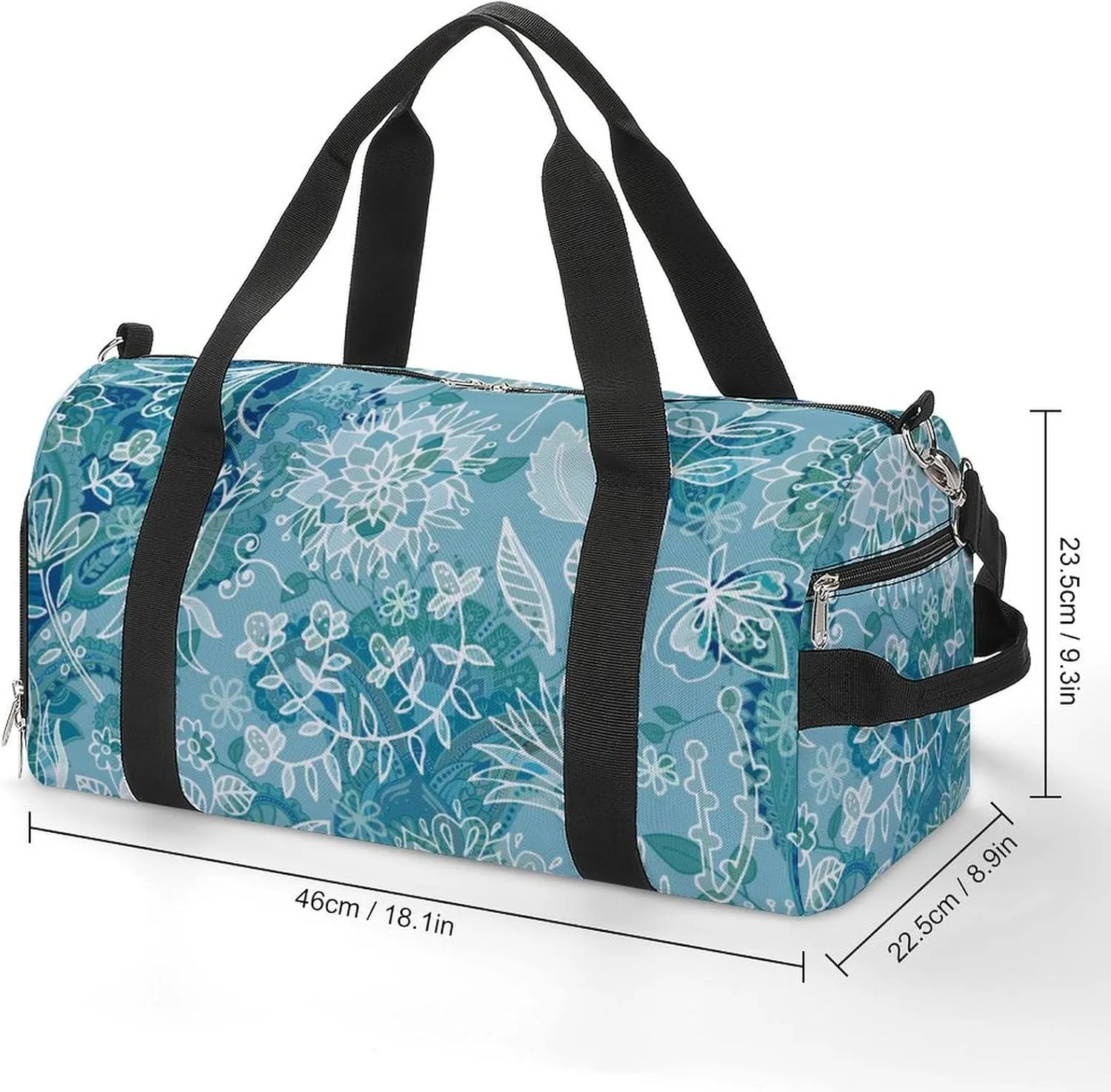 Gym Duffel Bag with Shoe Compartment Wet Pocket, Paisley-floral-pattern Travel Bag for Men Women