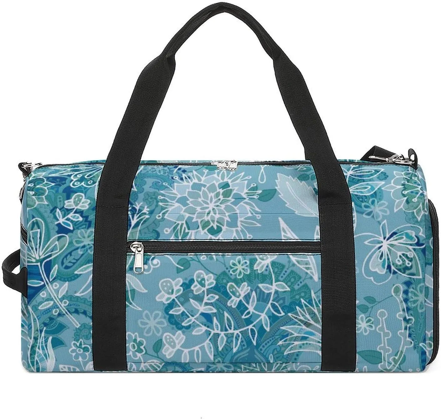 Gym Duffel Bag with Shoe Compartment Wet Pocket, Paisley-floral-pattern Travel Bag for Men Women