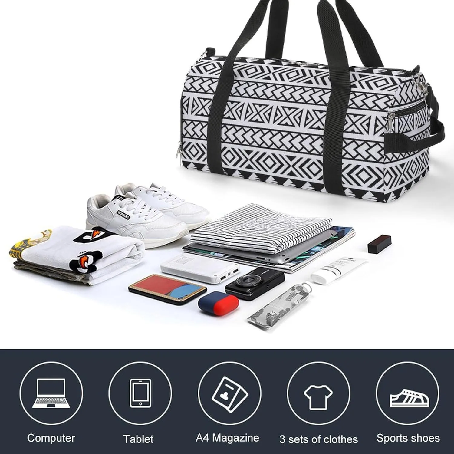 Gym Duffel Bag with Shoe Compartment Wet Pocket, Polynesian Hawaiian Travel Bag for Men Women, style-4