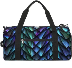 Gym Duffel Bag with Shoe Compartment Wet Pocket, Scales Pattern Travel Bag for Men Women