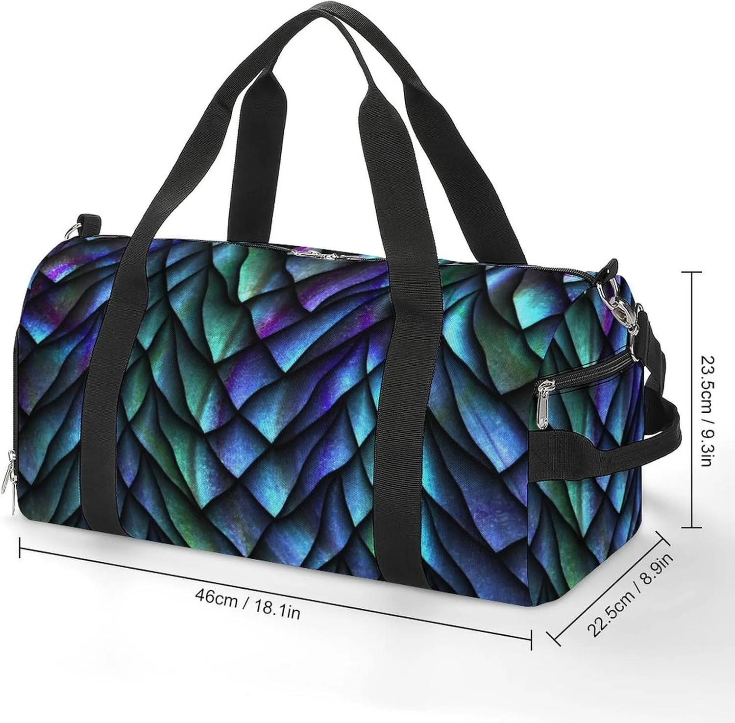 Gym Duffel Bag with Shoe Compartment Wet Pocket, Scales Pattern Travel Bag for Men Women