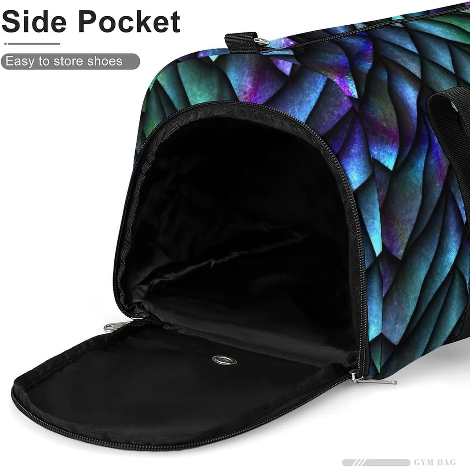 Gym Duffel Bag with Shoe Compartment Wet Pocket, Scales Pattern Travel Bag for Men Women