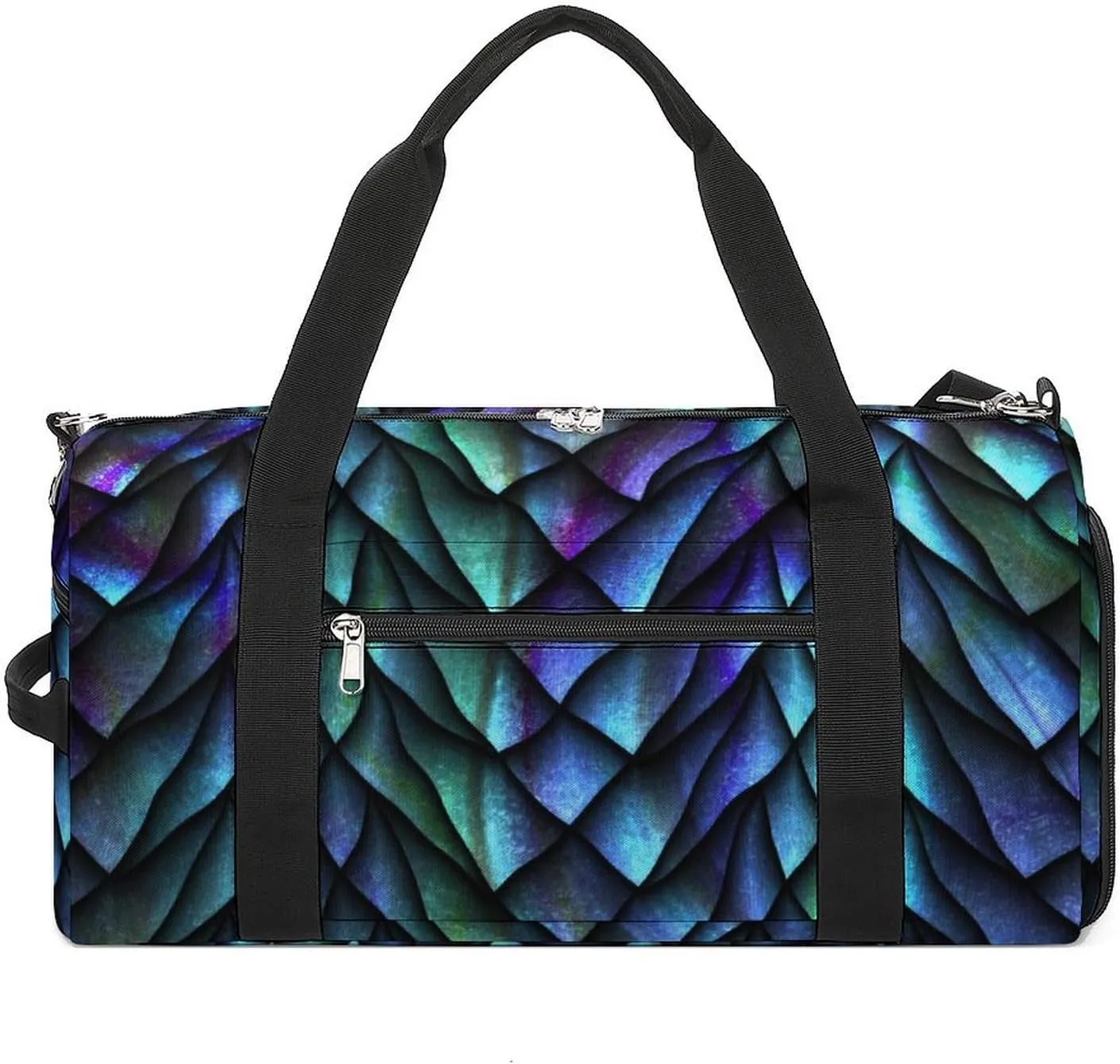 Gym Duffel Bag with Shoe Compartment Wet Pocket, Scales Pattern Travel Bag for Men Women