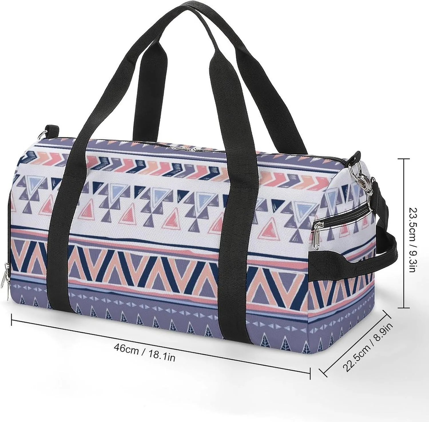 Gym Duffel Bag with Shoe Compartment Wet Pocket, Tribal Aztec Ethnic Travel Bag for Men Women