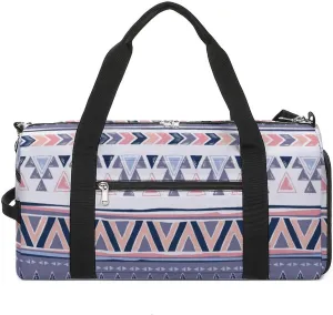 Gym Duffel Bag with Shoe Compartment Wet Pocket, Tribal Aztec Ethnic Travel Bag for Men Women